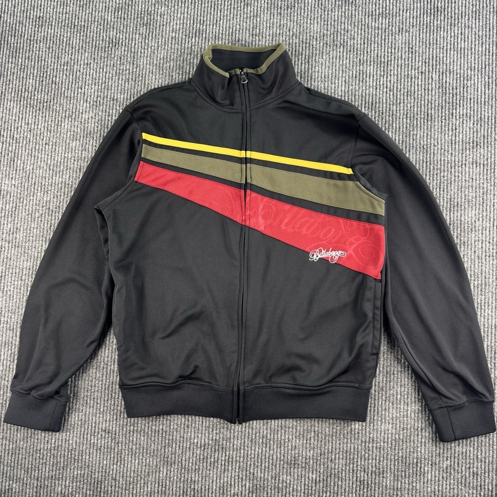 Vintage Billabong Track Jacket Men Extra Large Black Red Spell Out Logo y2k - Picture 1 of 9